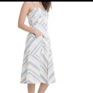 ASTR the label anouk striped linen spaghetti strap dress S
